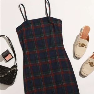 Blue plaid mini dress